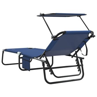 Vouwbare Ligbedden 2 stuks met Luifel Blauw 600D Oxford Stof 6