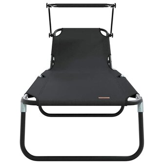 Vouwbare Ligbedden 2 stuks met Luifel Zwart 600D Oxford Stof 4