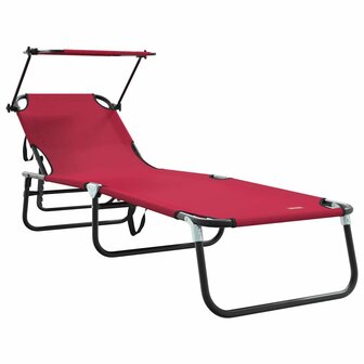 Vouwbare Ligbedden 2 stuks met Luifel Rood 600D Oxford Stof 3
