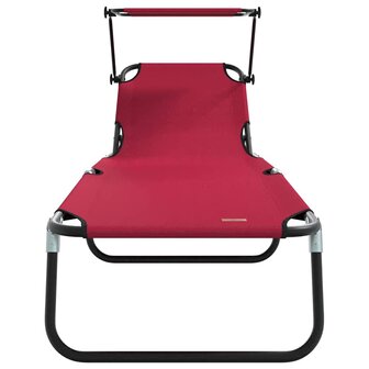 Vouwbare Ligbedden 2 stuks met Luifel Rood 600D Oxford Stof 4