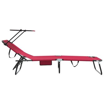 Vouwbare Ligbedden 2 stuks met Luifel Rood 600D Oxford Stof 5