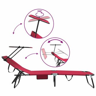 Vouwbare Ligbedden 2 stuks met Luifel Rood 600D Oxford Stof 8