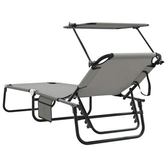 Opvouwbare Ligbedden 2 stuks met Luifel Grijs 600D Oxford Stof 6