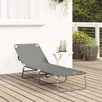 Vouwbaar Ligbed Draagbaar Grijs 600D Oxford Stof 2