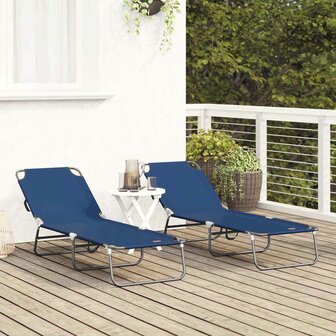 Vouwbare Ligbed 2 stuks Draagbaar Blauw 600D Oxford Stof 2
