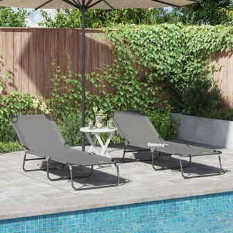 Opvouwbare Ligbedden 2 stuks Draagbaar Grijs 600D Oxford Stof 1