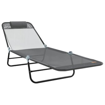 Inklapbare zon ligstoelen 2 stuks met hoofdkussen grijze Textilene 3