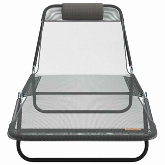 Inklapbare zon ligstoelen 2 stuks met hoofdkussen grijze Textilene 4