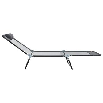 Inklapbare zon ligstoelen 2 stuks met hoofdkussen grijze Textilene 5