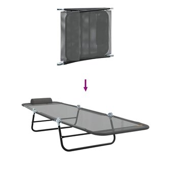 Inklapbare zon ligstoelen 2 stuks met hoofdkussen grijze Textilene 8