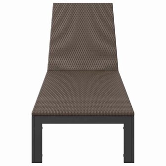 Ligbed met wielen poly rattan bruin 3