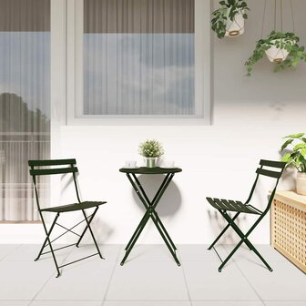 Tuinstoelen 2 st inklapbaar staal donkergroen 2