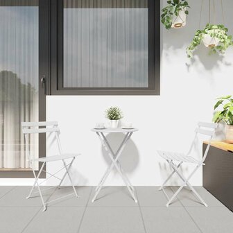 Tuinstoelen 2 st inklapbaar staal wit 2