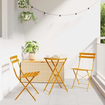 Tuinstoelen 2 st inklapbaar staal mosterdgeel 1