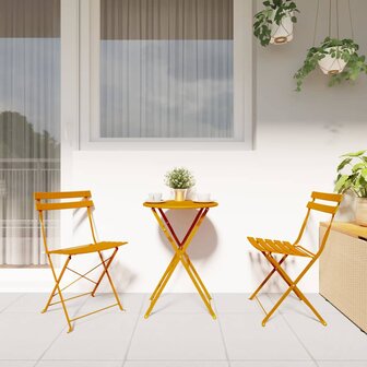 Tuinstoelen 2 st inklapbaar staal mosterdgeel 2