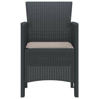 Tuinstoelen 2 st met kussens poly rattan antraciet 5