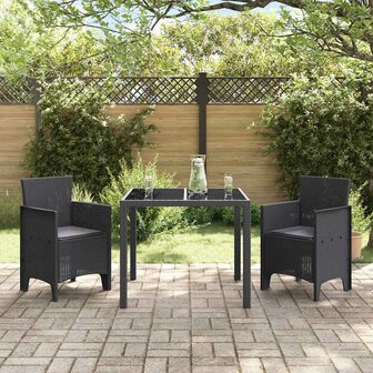 Tuinstoelen 2 st met kussens poly rattan antraciet 2