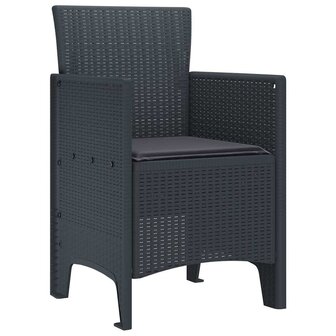 Tuinstoelen 2 st met kussens poly rattan antraciet 3