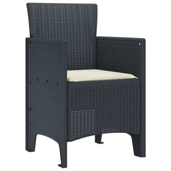 Tuinstoelen 2 st met kussens poly rattan antraciet 3
