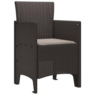 Tuinstoelen 2 st met kussens poly rattan bruin 3