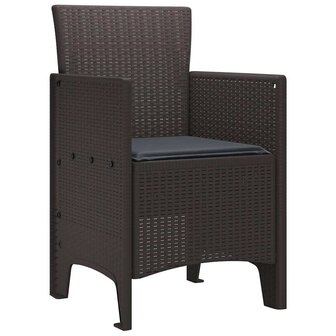 Tuinstoelen 2 st met kussens poly rattan bruin 3