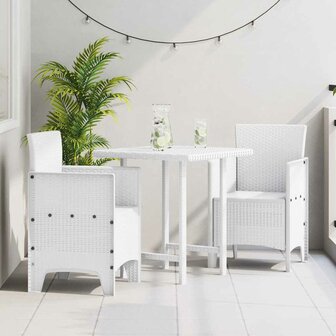 Tuinstoelen 2 st met kussens poly rattan wit 1