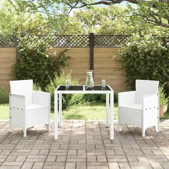 Tuinstoelen 2 st met kussens poly rattan wit 2