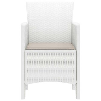 Tuinstoelen 2 st met kussens poly rattan wit 5