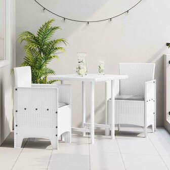 Tuinstoelen 2 st met kussens poly rattan wit 1