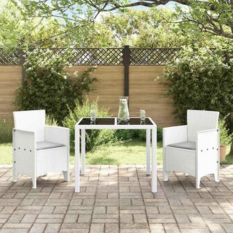 Tuinstoelen 2 st met kussens poly rattan wit 2