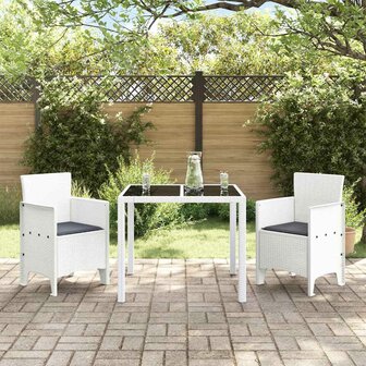 Tuinstoelen 2 st met kussens poly rattan wit 2