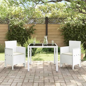 Tuinstoelen 2 st met kussens poly rattan wit 2