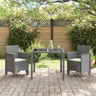 Tuinstoelen 2 st met kussens poly rattan lichtgrijs 2