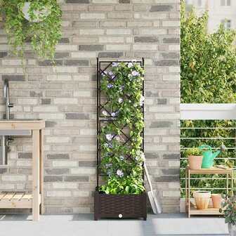 Plantenbak met latwerk 40x40x125,5 cm bruin 1
