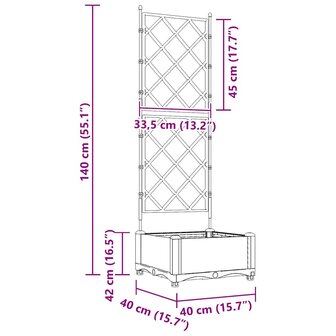Plantenbak met latwerk 40x40x125,5 cm bruin 8