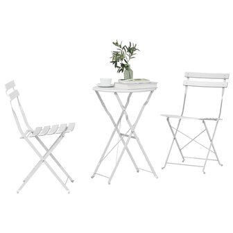 3-delige Bistroset inklapbaar staal wit 2