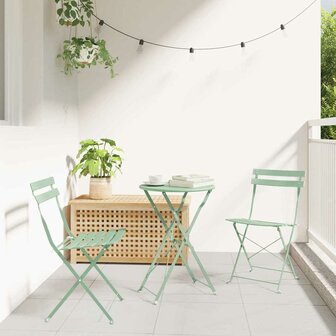 3-delige Bistroset inklapbaar staal lichtmint 1