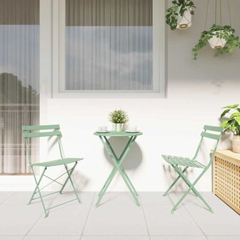 3-delige Bistroset inklapbaar staal lichtmint 3