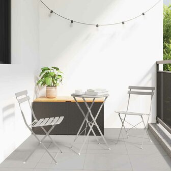 3-delige Bistroset inklapbaar staal beige 1