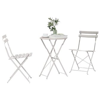 3-delige Bistroset inklapbaar staal beige 2