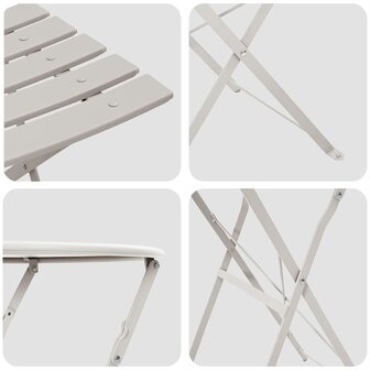 3-delige Bistroset inklapbaar staal beige 7
