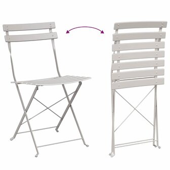 3-delige Bistroset inklapbaar staal beige 8
