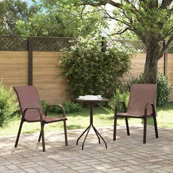 3-delige Bistroset voor in de tuin - Bruin Textileen en Staal 3