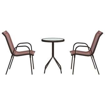 3-delige Bistroset voor in de tuin - Bruin Textileen en Staal 6