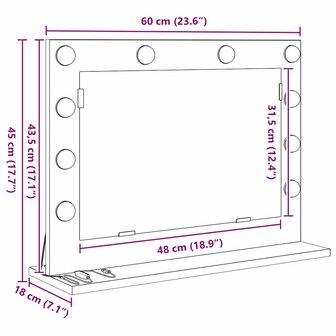 Badkamerspiegel met LED Verlichting Wit 60x45x18 cm 8