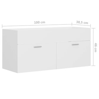 Wastafelkast 100x38,5x46 cm bewerkt hout wit 8