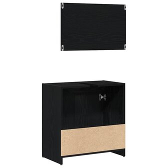 Badmeubel met Spiegel Zwart Eiken 60x33x61cm Gefabriceerd Hout 5