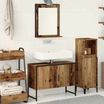 2-delige badkamermeubelset oud hout gefabriceerd hout 1
