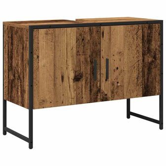 2-delige badkamermeubelset oud hout gefabriceerd hout 5