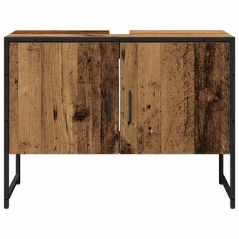 2-delige badkamermeubelset oud hout gefabriceerd hout 7